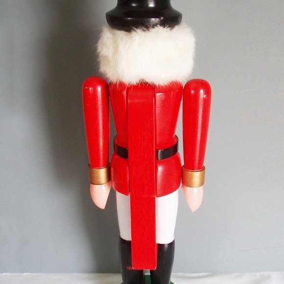 Vintage Wooden Toy Soldier Nutcracker Big 21" Tall Old World Christmas Red Black - Picture 3 of 8